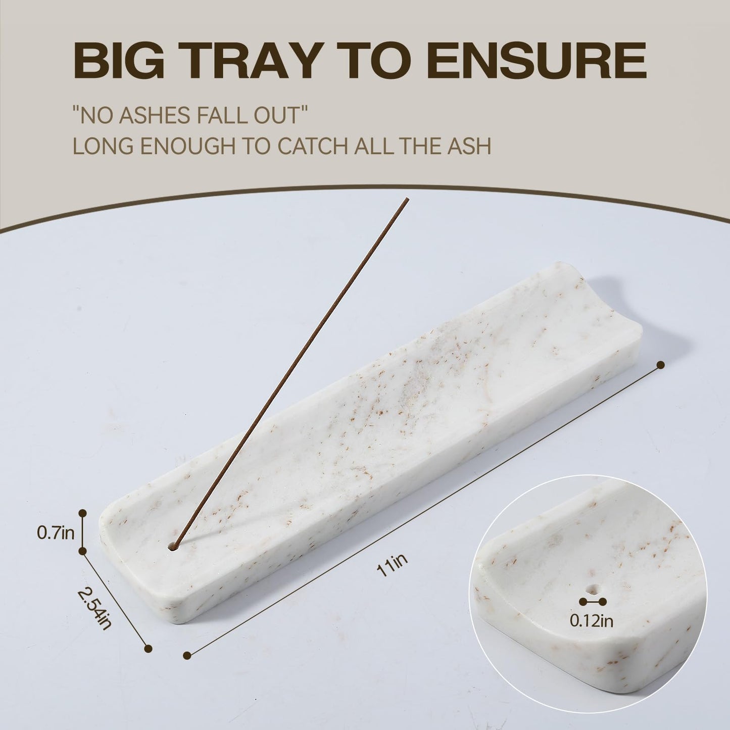 Koville Marble Incense Holder, Incense Holder for Sticks, Incense Sticks Holder Ash Catcher for Meditation Yoga SPA, Natural Stone Incense Burner, Home Table Decor (White&Gold)