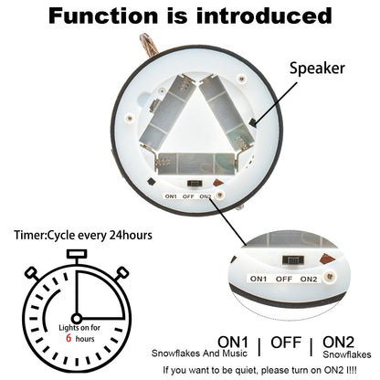 12" Christmas Snow Globe Lantern, Red Bird Music Box, Spinning Snowflake Glitter Water Lamp, USB and Battery Powered Christmas Decoration