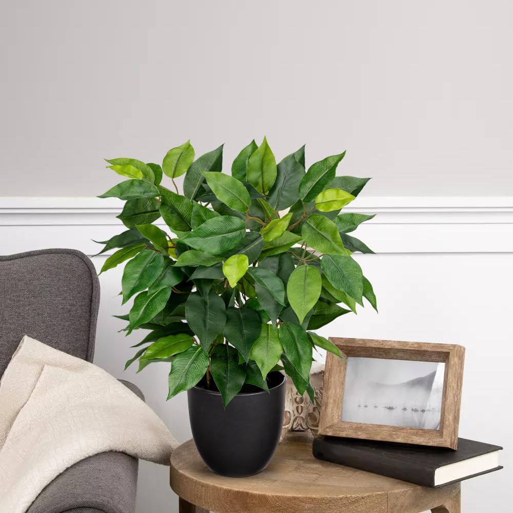 GnFlus Fake Plant 15.7" Artificial Plants Indoor Small Ficus Potted Plants Silk Plants Faux Topiary Plant for Home Bathroom Bedroom Dining Room Kitchen Window Shelf Desk Centerpieces Tabletop Decor