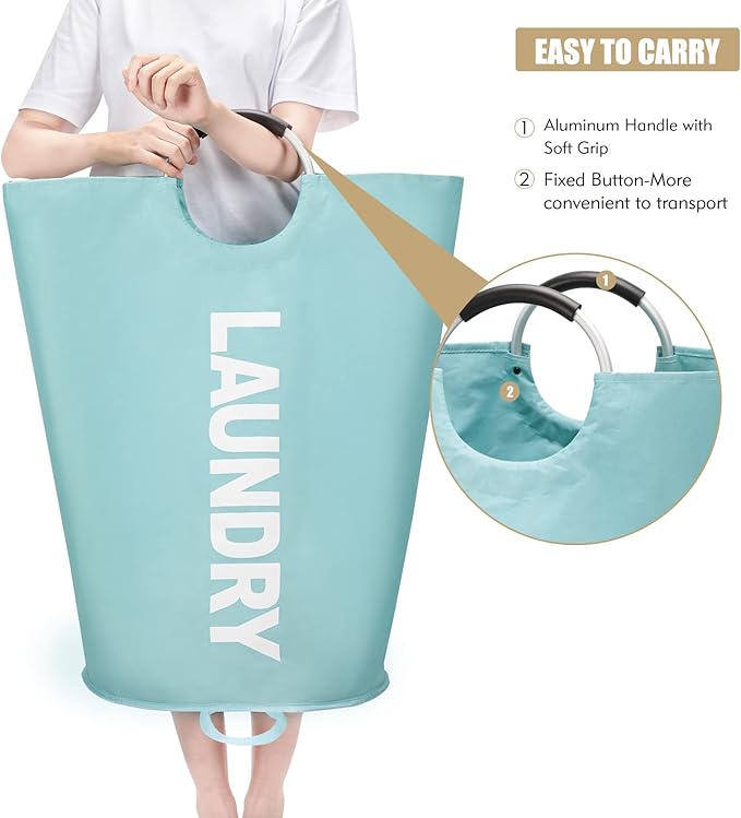 90L Large Laundry Basket, Freestanding Tall Clothes Hamper, Collapsible Laundry