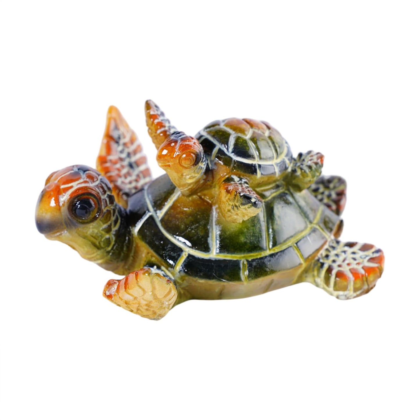 Brizoria Sea Turtle Ocean Decor Coastal Resin Figurines Green Beach Themed Room Decor Textured Shell and Flippers for Shelf Tabletop Bathroom Bedroom Office, Green