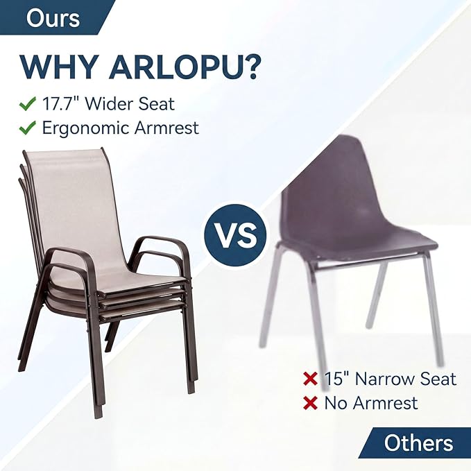 Arlopu 5 Piece Outdoor Patio Dining Set, Porch Furniture