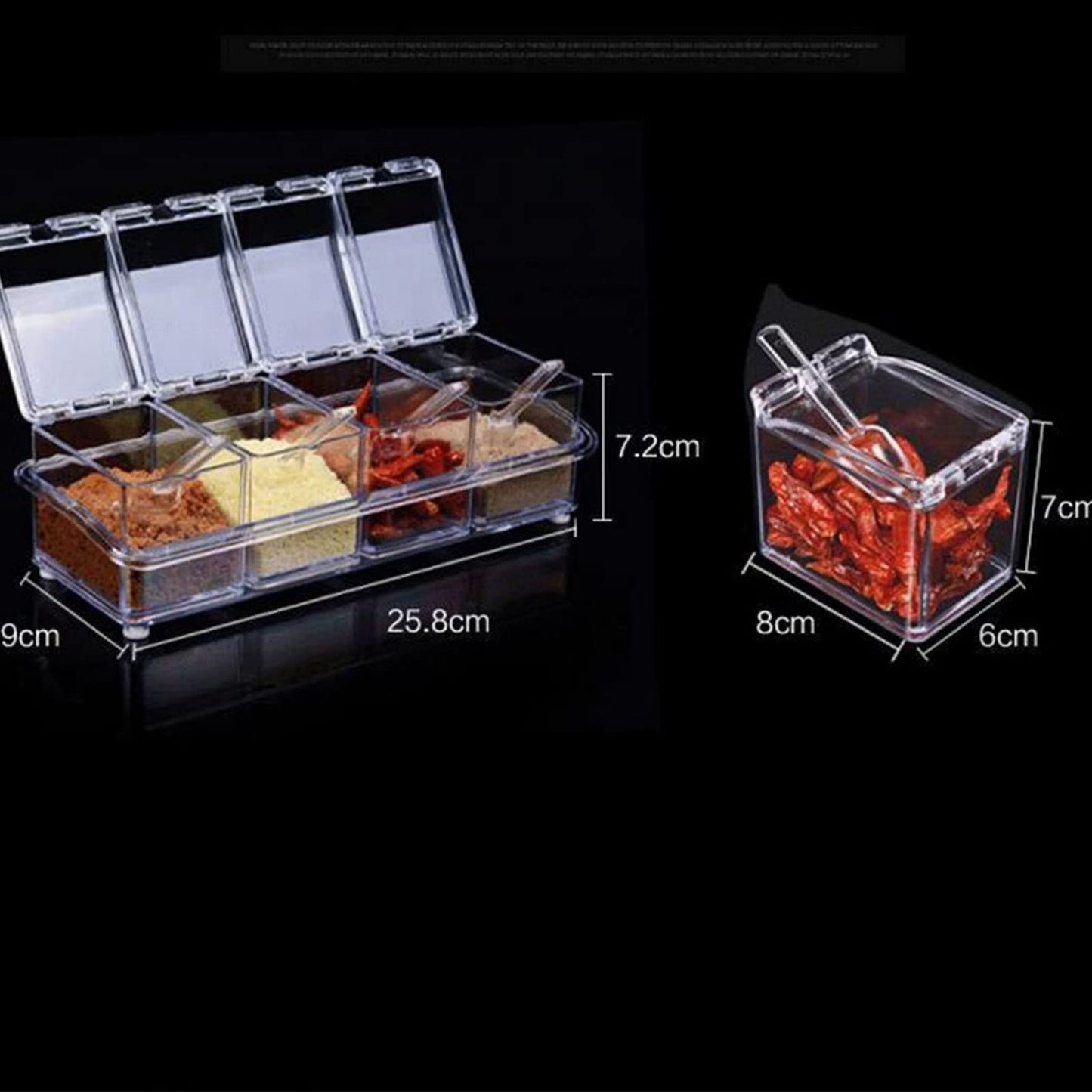 Pilipane Kitchen Seasoning Jar Set Acrylic Condiment Storage Box Transparent Salt Sugar Jar Set for Kitchen Storage Acrylic Material 4pcs