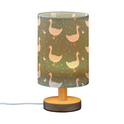Oarencol Bedside Table Lamp Cute Goose Green Nightstand Lamp with Wood Desk Lamps for Bedroom Living Room Nursery Office Home Decor