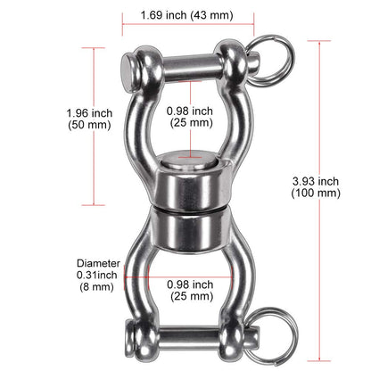 SELEWARE Silent Bearing Swing Swivel, 360° Rotational Device Hanging Accessory with Removeable Buckle for Tree Swing, Hammock Chair, Climbing Rope, Yoga, Kids Swing Swivel 1201LB Capacity