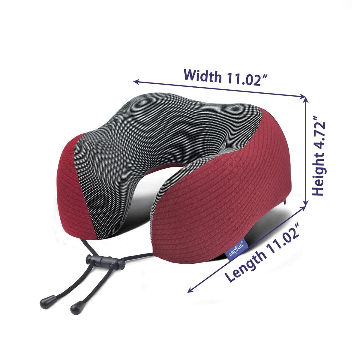 napfun Neck Pillow for Traveling, Upgraded Travel Neck Pillow for Airplane 100% Pure Memory Foam Travel Pillow for Flight Headrest Sleep, Portable Plane Accessories, Light Grey