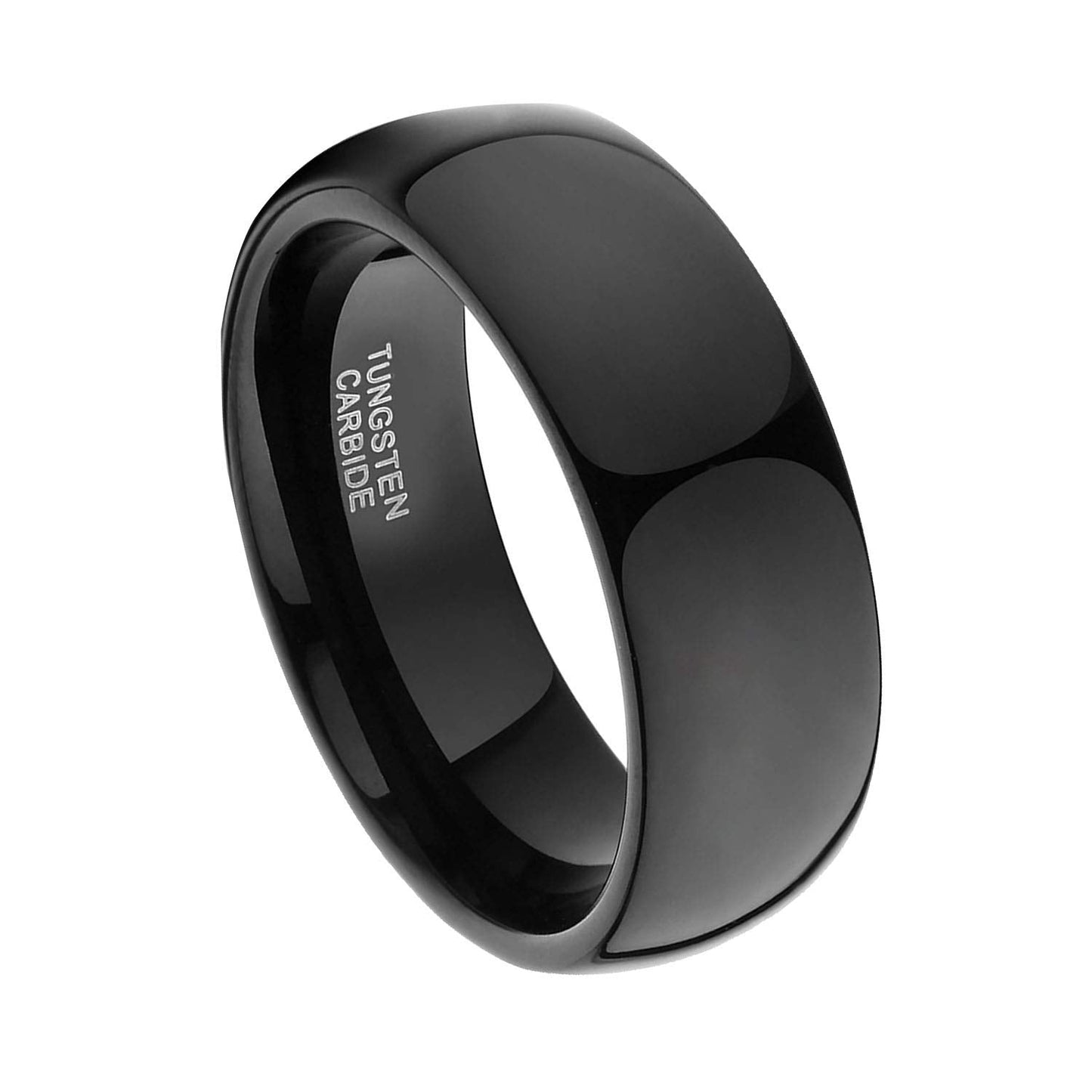 TRUMIUM 8mm Black Ring Band Tungsten Wedding Band for Men Women High Polished Dome Comfort Fit Size 12.5