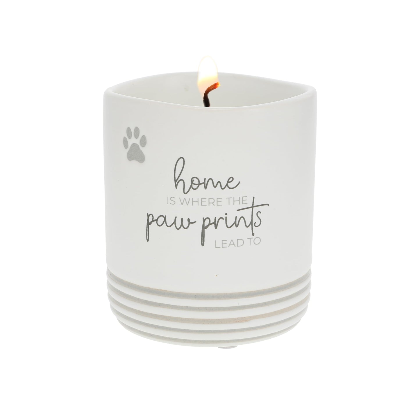 Pavilion Gift Company - Home is Where The Pawprints Lead to - 10 oz Wax Reveal Secret Surprise Message Single-Wick Jasmine Scented Candle Mom Dad Pet Parent Housewarming Animal Lover Adoption Gift