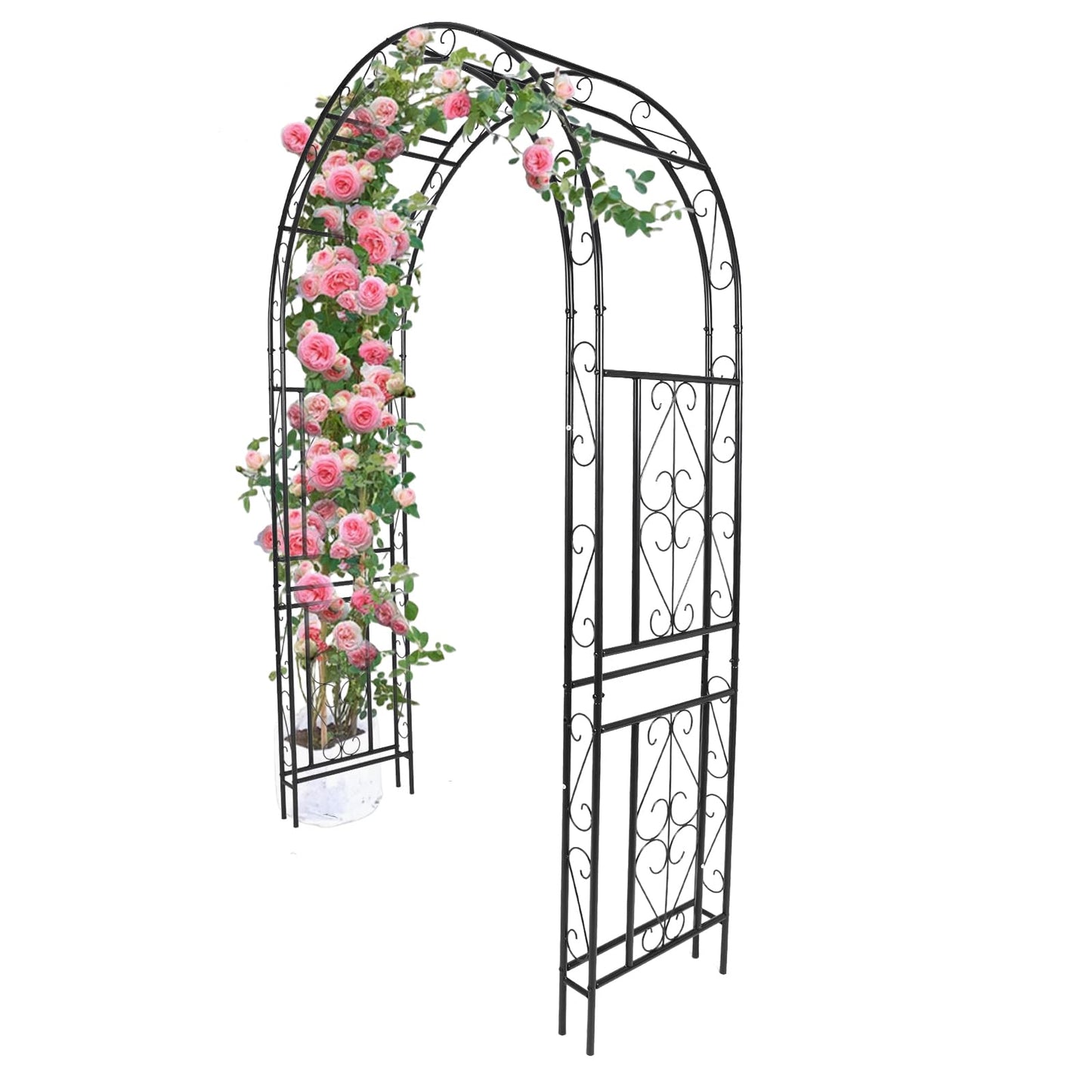 Metal Wide Garden Arch Trellis for Climbing Plants Roses Vines, 53" W x 84" H Wide Garden Archway Arbor Trellis for Lawn Wedding and Bridal Party Decoration
