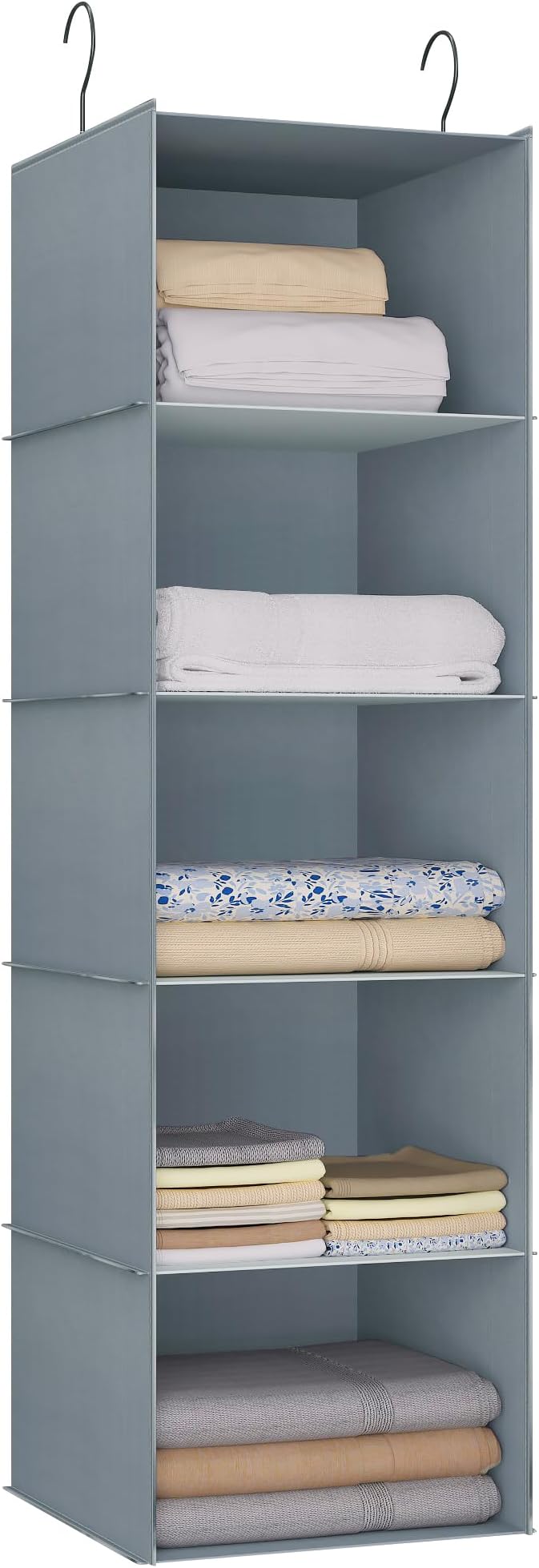 Hanging Closet Organizer 5-Shelf, Easy Mount Foldable Wardrobe Storage Shelves
