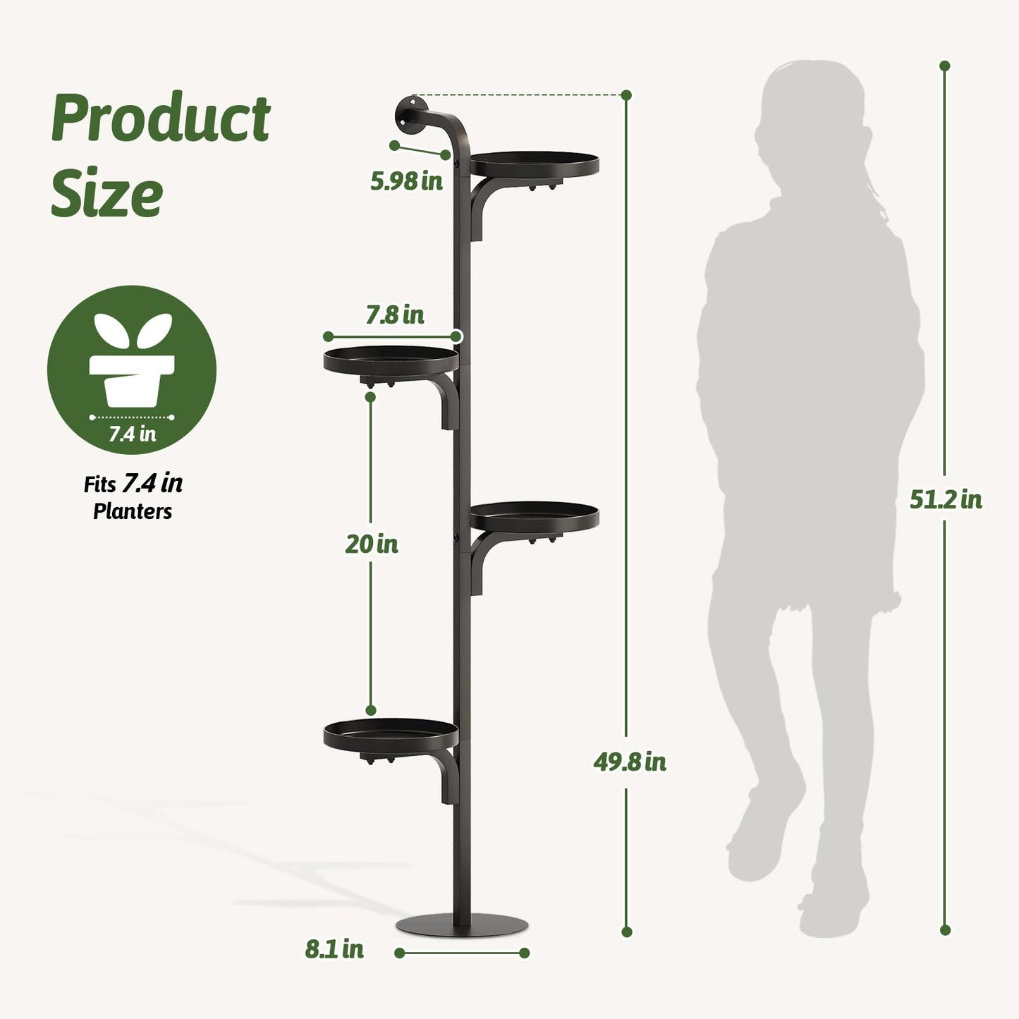 GENTINGBRO Corner Plant Stand Tall Plant Shelf Indoor Tiered Flower Stand For Multiple Pots Metal Rack For Living Room Bedroom Balcony Black