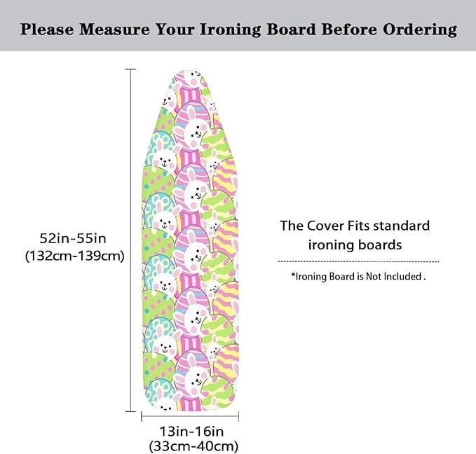 Sprowallow Cartoon Rabbit Ironing Board Covers Silicone Coating 15x54 inch