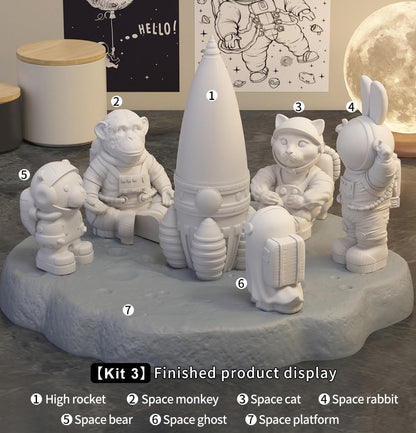 Space Planet Resin Molds Silicone，【8-piece Set】 Epoxy Resin Space Astronaut Silicone molds,3D Resin Spaceballs Molds, Small Rocket Silicone Model, Space Rabbit DIY Gift Sets for Teens (【Kit 4】)