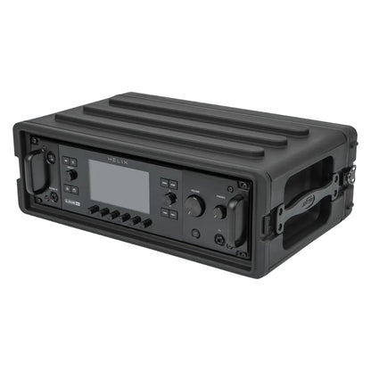 SKB Shallow Rack 3U - Roto-Molded for Durability & Impact Resistance, Waterproof & Stackable Design, with Twist Latches & Rubber Feet - Ideal for Secure Equipment Storage & Transport, Black