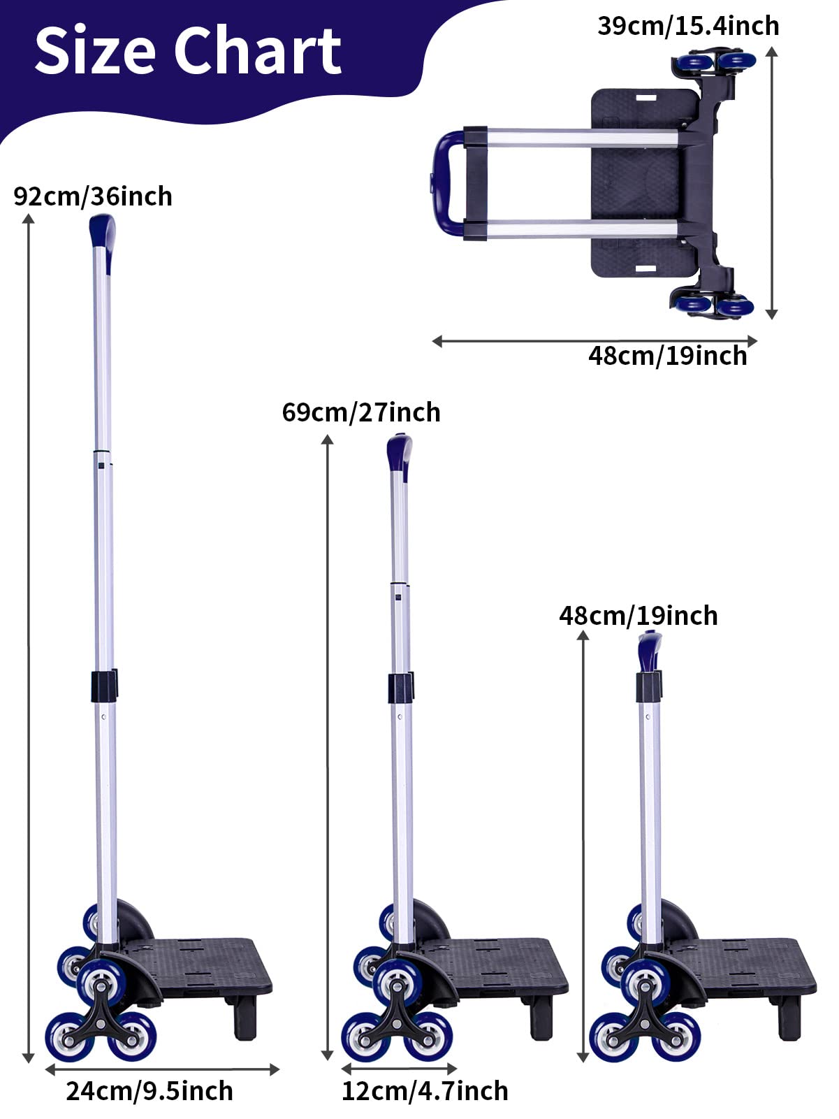PROTAURI Backpack Trolley with 6 Wheels can Climb Stair, Foldable Rolling Luggage Cart, Adults/Student/Kid's Roller Attachment for School Bags/Backpacks