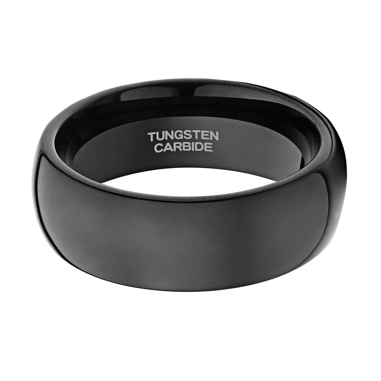 TRUMIUM 8mm Black Ring Band Tungsten Wedding Band for Men Women High Polished Dome Comfort Fit Size 13