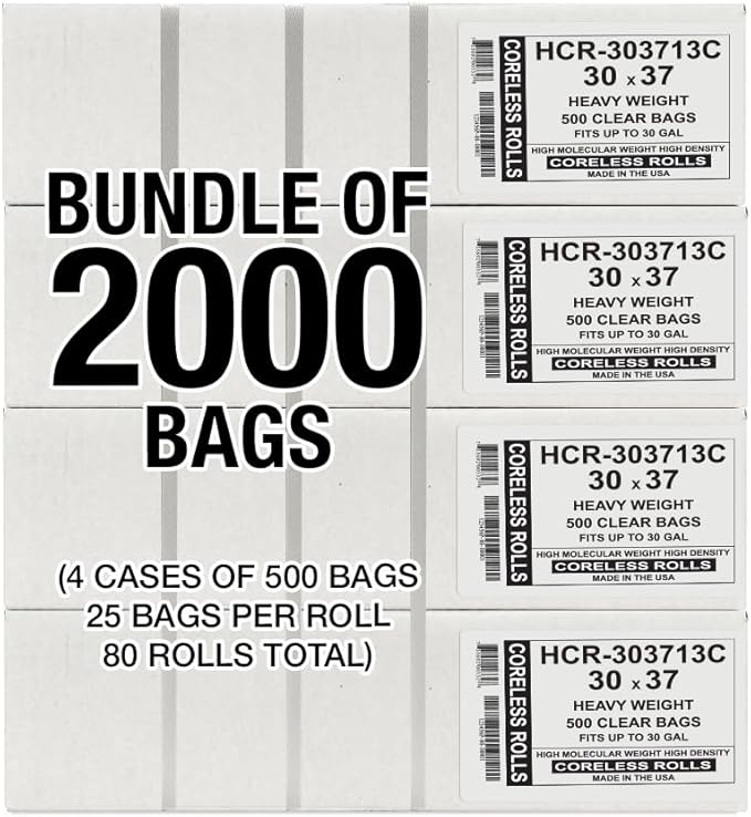 Aluf Plastics High Density Trash Bags, 20-30 Gallon, 13 Micron,