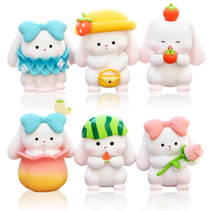 GGJQQDM Cosplay Rabbit Figure Set Cute Anime Desktop Decoration Ornament Kawaii Anime Figure Fan Birthday Gift Collection 1.6x2.2IN (6PCS)