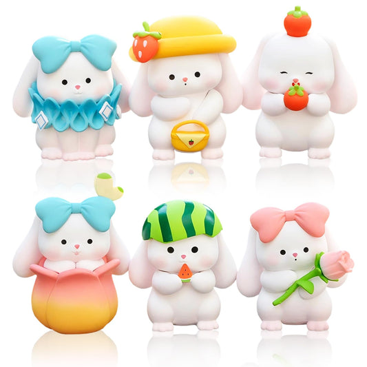 GGJQQDM Cosplay Rabbit Figure Set Cute Anime Desktop Decoration Ornament Kawaii Anime Figure Fan Birthday Gift Collection 1.6x2.2IN (6PCS)