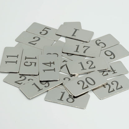 StayMax Rectangle Metal Numbered Tags Stainless Steel Number Tag Key Tags with No Holes (1-25)