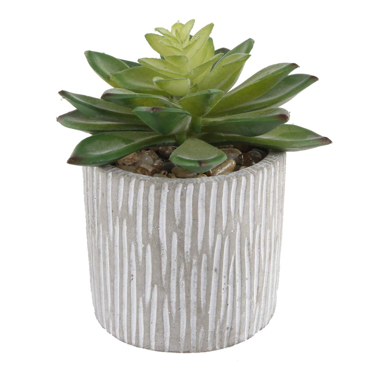 Flora Bunda Mid Century Artificial Plants Cactus Set of 2 Artificial Succulent in 3" Cement Pot Grey Planter, 2 Fake Potted Plants, for Home Office Decorations