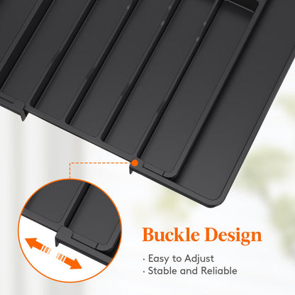 Lifewit Silverware Drawer Organizer, Expandable Utensil Tray for Kitchen, BPA Free Flatware and Cutlery Holder, Adjustable Plastic Storage for Spoons Forks Knives, 8.5"-14.1" x 12.1", Black