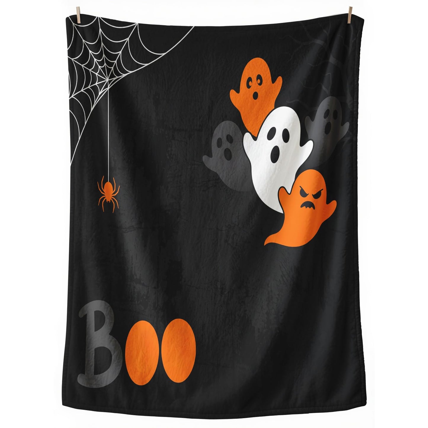 GEDAEUBA Boo Blanket Halloween - Spooky Ghost Spider Web Fleece Blanket Throw, Soft Cozy Blankets & Throws for Couch, Bed, and Sofa, 50x60 inches