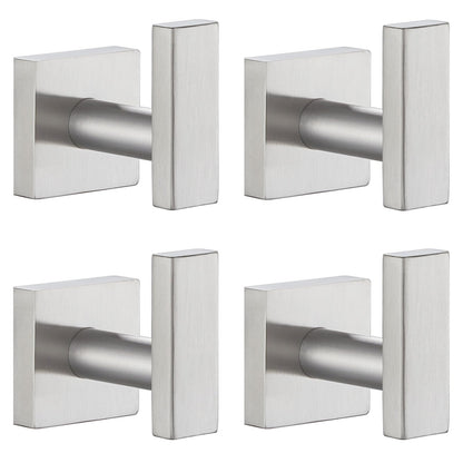 Angle Simple Towel Hooks for Bathroom, SUS304 Stainless Steel Robe Coat Hook Wall Mount, Brushed Nickel, 4 Pack