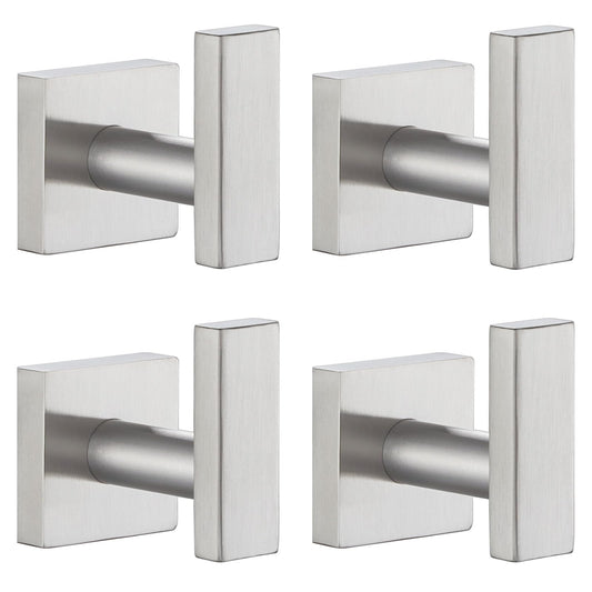 Angle Simple Towel Hooks for Bathroom, SUS304 Stainless Steel Robe Coat Hook Wall Mount, Brushed Nickel, 4 Pack