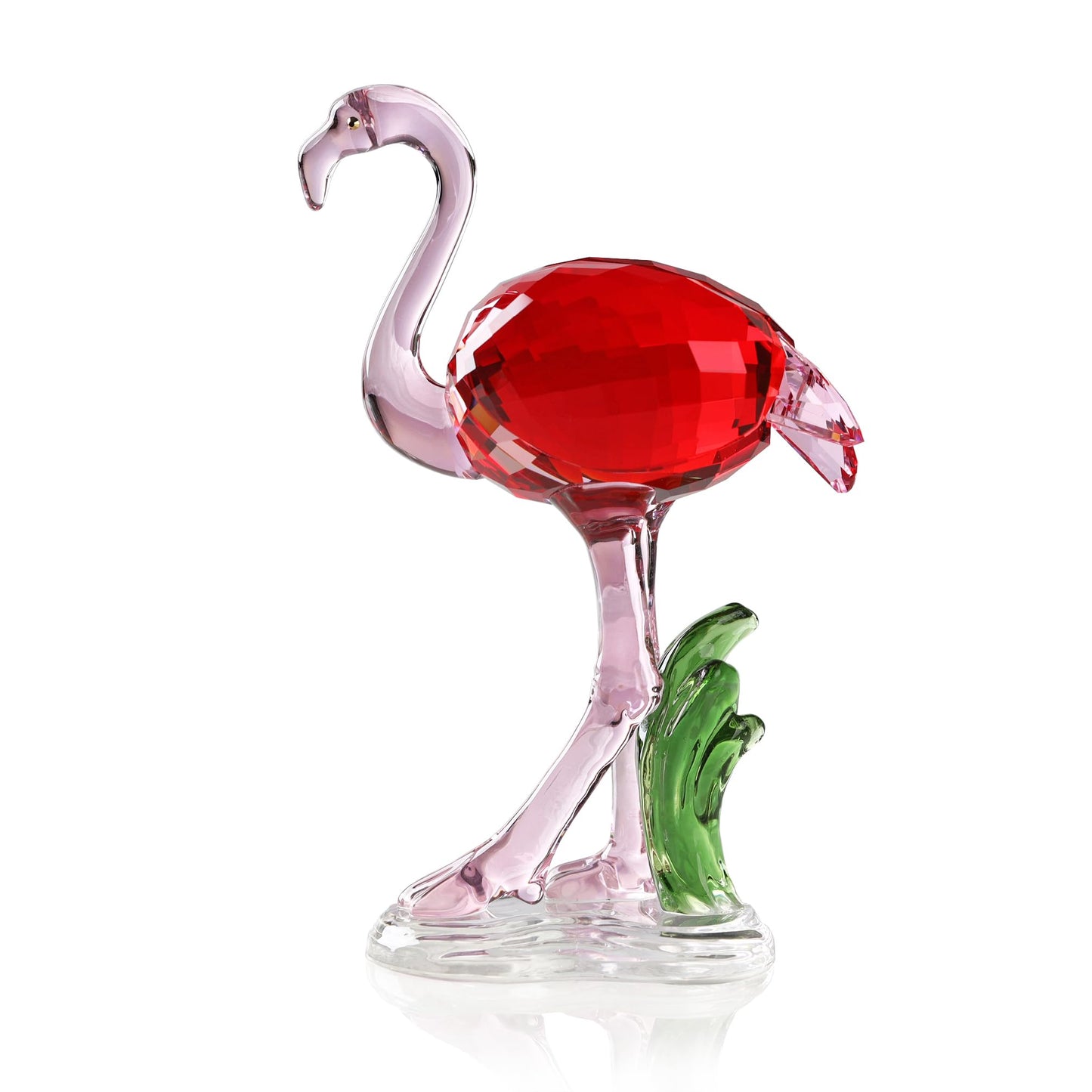 DOJOZ Crystal Flamingo Realistic Animal Art Figurine Collection Table top Ornament Statue Home Decor