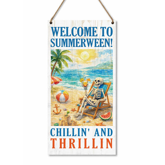 Summer Wooden Hanging Sign, Welcome to Summerween Decor, Printed Wood Wall Art Signs, Summer Gifts For Friends, Welcome Sign, Home Farmhouse Porch Decor