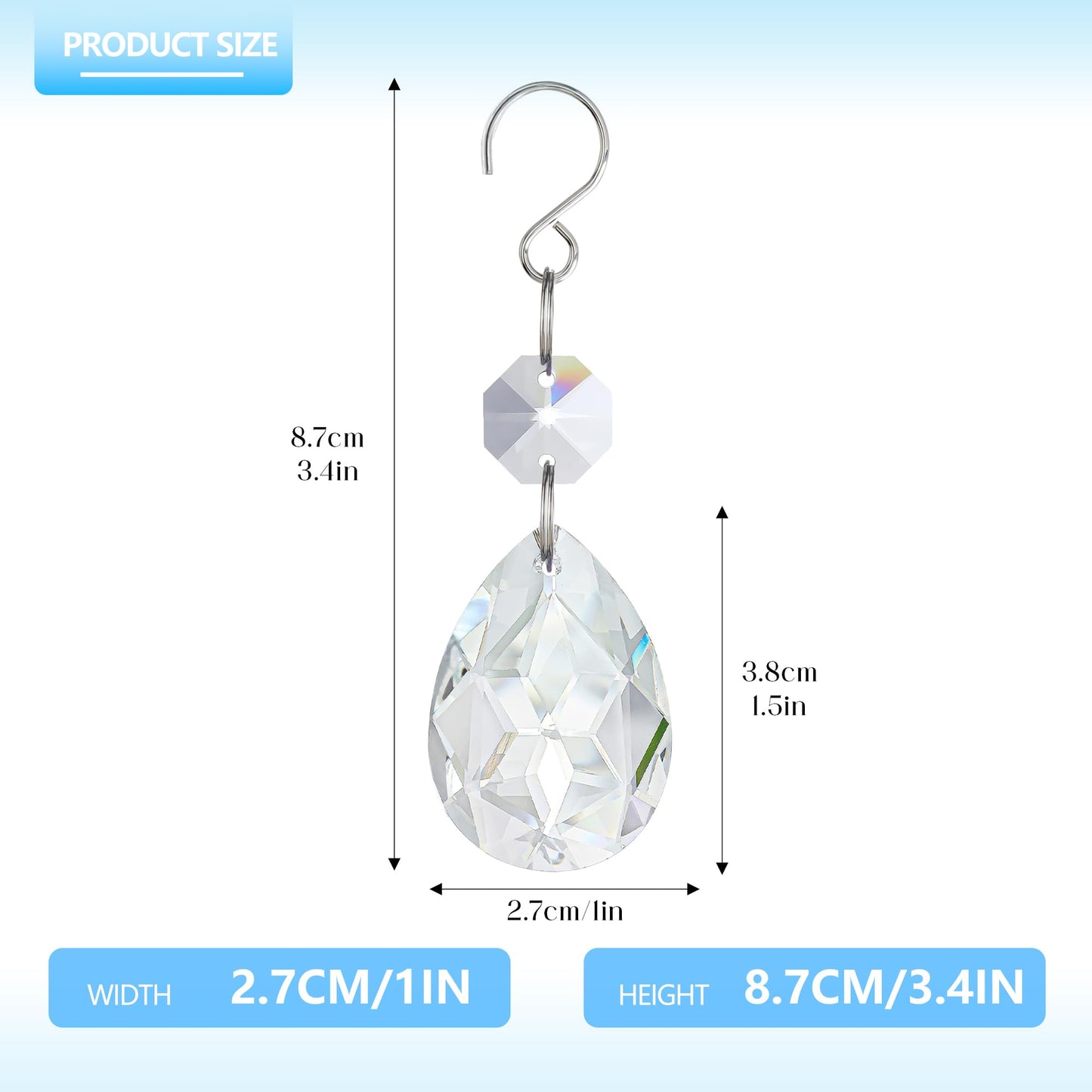 LOULIQIGIFT 20Pcs Crystal Prisms Windows Hanging Ornament 3Inch Bauhinia Beads Chandelier Crystals Replacement for Birthday Wedding Valentines Mother's Day Decor (Clear)