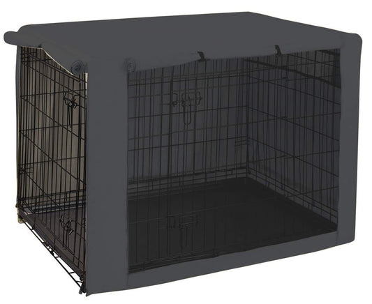 Geyecete Dog Crate Cover - Universal Dog Crate Fitting, 36 Inch, Lightweight Polyester Fabric, Breathable, Gray