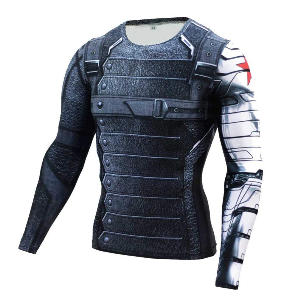 Cosfunmax Super Hero Compression Sports Shirt Men's Long Sleeve Fitness Tee Gym T-Shirt M