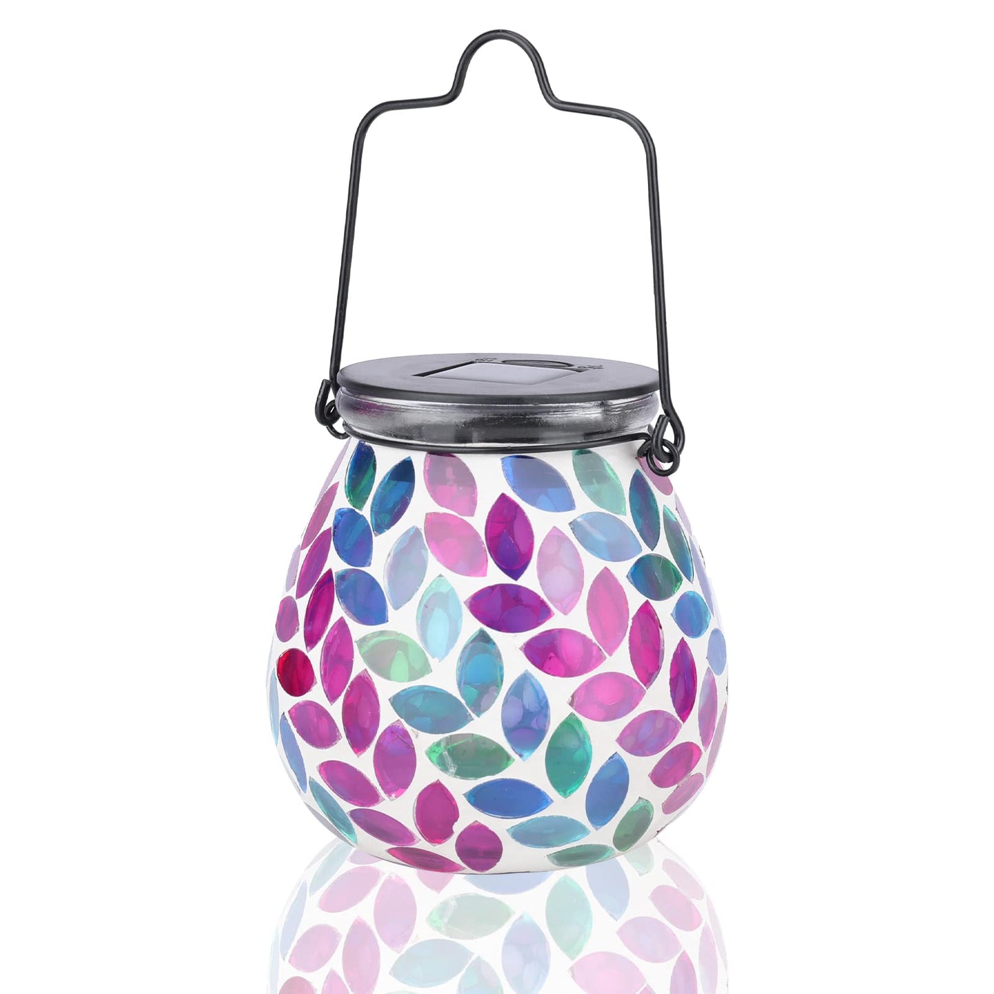 Afirst Mosaic Solar Lanterns Outdoor - Glass Hanging Solar Lights Hollow Out Waterproof Table Lamp Outdoor Decorative for Garden, Patio, Holiday Party Outdoor Decoration
