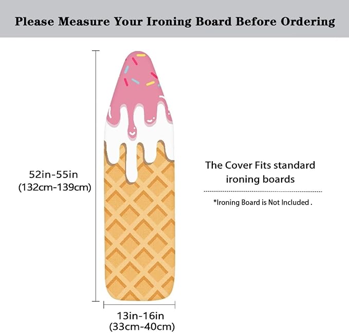 Ice Cream Print Ironing Board Cover Lightweight Ironing Board Protector Elastic