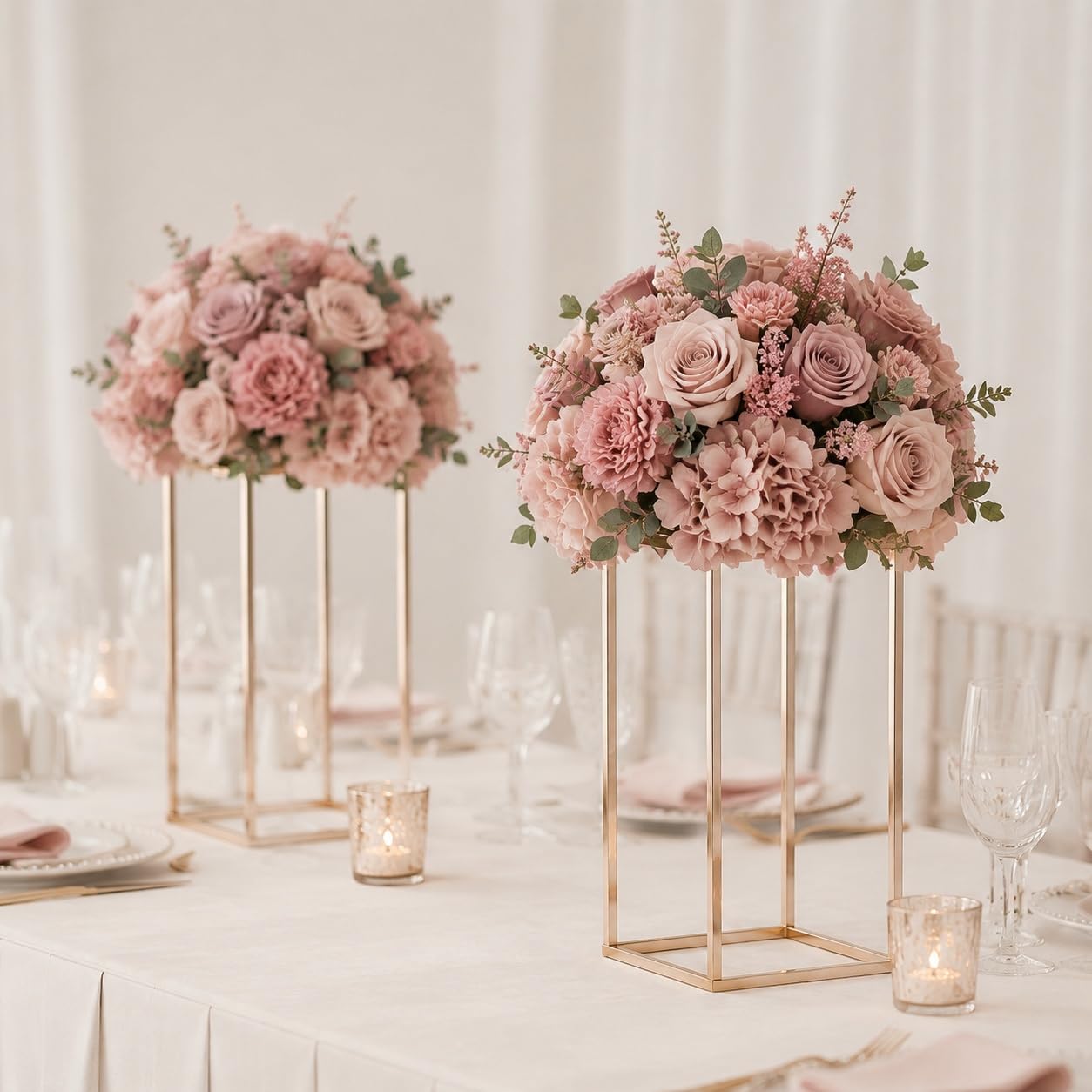 Sziqiqi Dining Table Centerpiece Small Flower Stand for Wedding - Engagement Party Decorations Dining Table Decor for Center Pieces Minimalism Cuboid Design 15.75inch