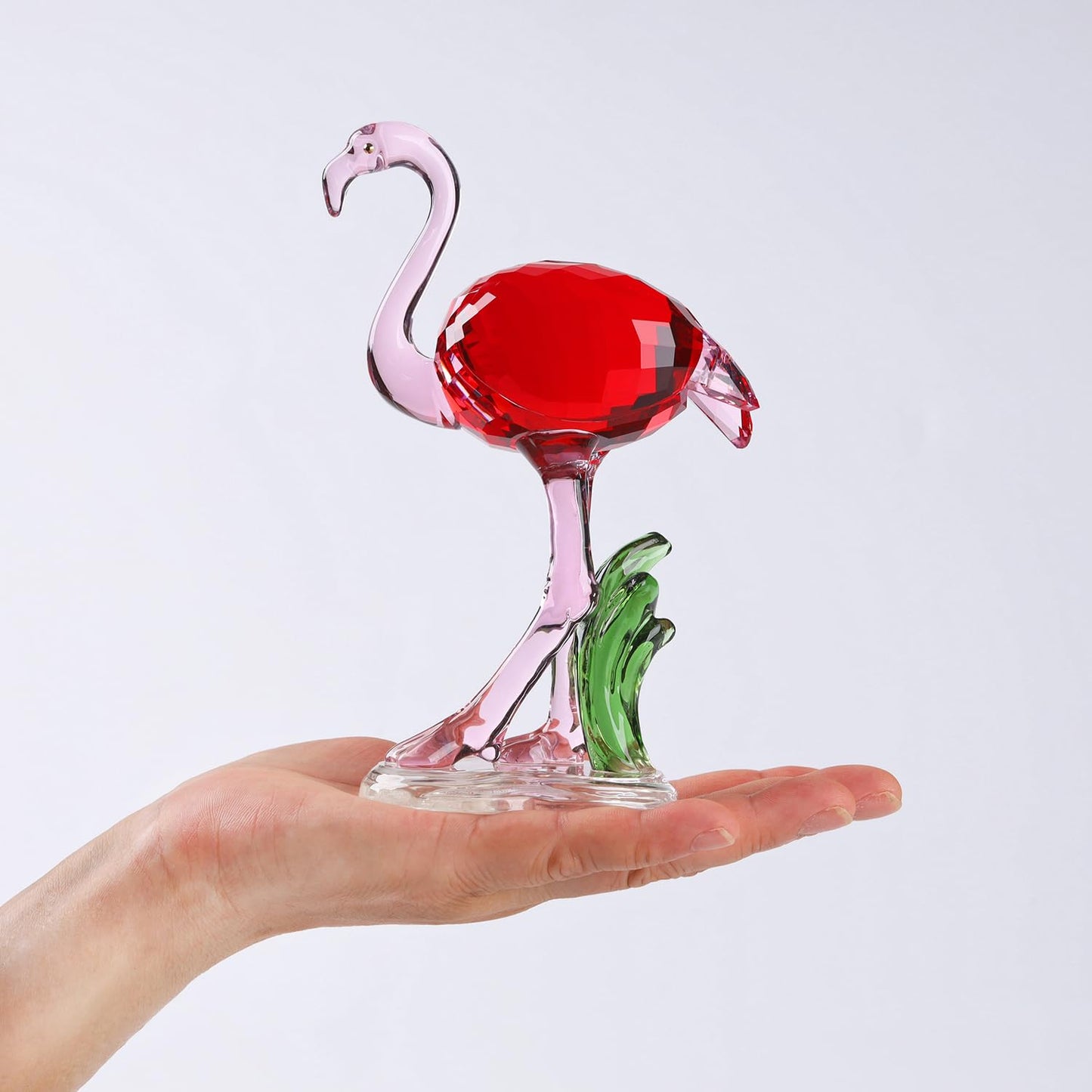 DOJOZ Crystal Flamingo Realistic Animal Art Figurine Collection Table top Ornament Statue Home Decor