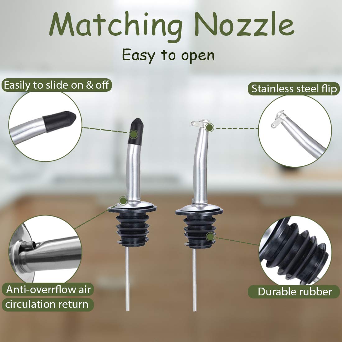 Gusnilo 8 oz Olive Oil Dispenser Olive Oil Dispenser Bottle Syrup Dispenser Oil and Vinegar Dispenser Set Oil Bottles for Kitchen 250ml with Pour Spouts and Funnel 2PCS