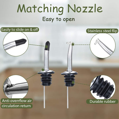 Gusnilo 8 oz Olive Oil Dispenser Olive Oil Dispenser Bottle Syrup Dispenser Oil and Vinegar Dispenser Set Oil Bottles for Kitchen 250ml with Pour Spouts and Funnel 2PCS