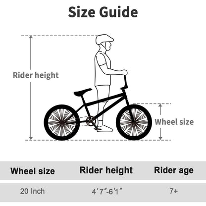 cubsala Freestyle BMX Bike, 20 Inch Yaphet Bicycle for Teen Beginner Adult Riders, Bike with 360° Rotating Handlebar and 4 pegs, Whtie