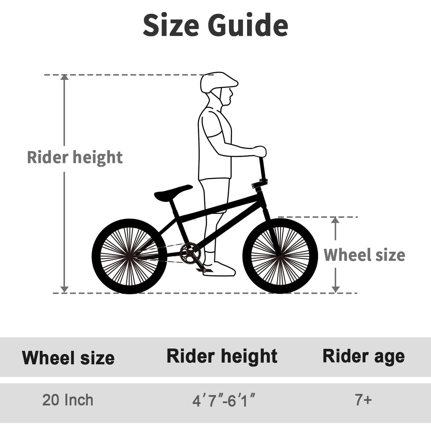 cubsala Freestyle BMX Bike, 20 Inch Yaphet Bicycle for Teen Beginner and Adult Riders, Bike with Hi-Ten Steel Frame, Black with Brown Tire