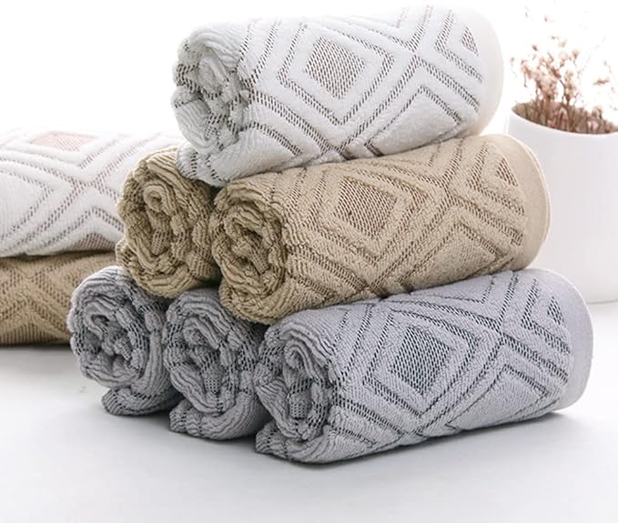 Pidada Hand Towels Set of 4 Diamond Pattern 100% Cotton Absorbent Soft