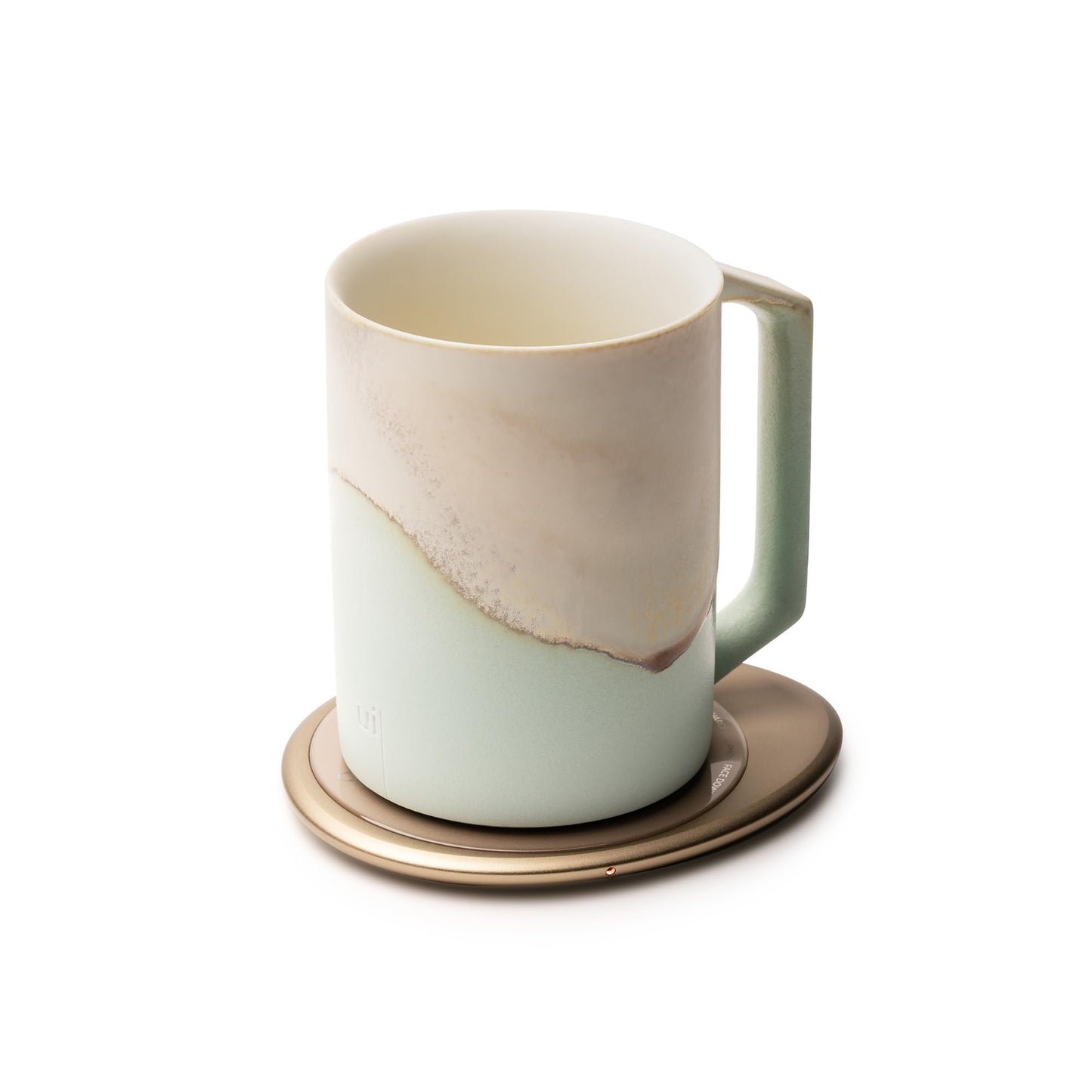 Ui Artist Collection Self-Heating Mug Set – Mint Glacier | 12 fl oz / 355 mL Handcrafted Ceramic Coffee & Tea Mug with Heating Pad