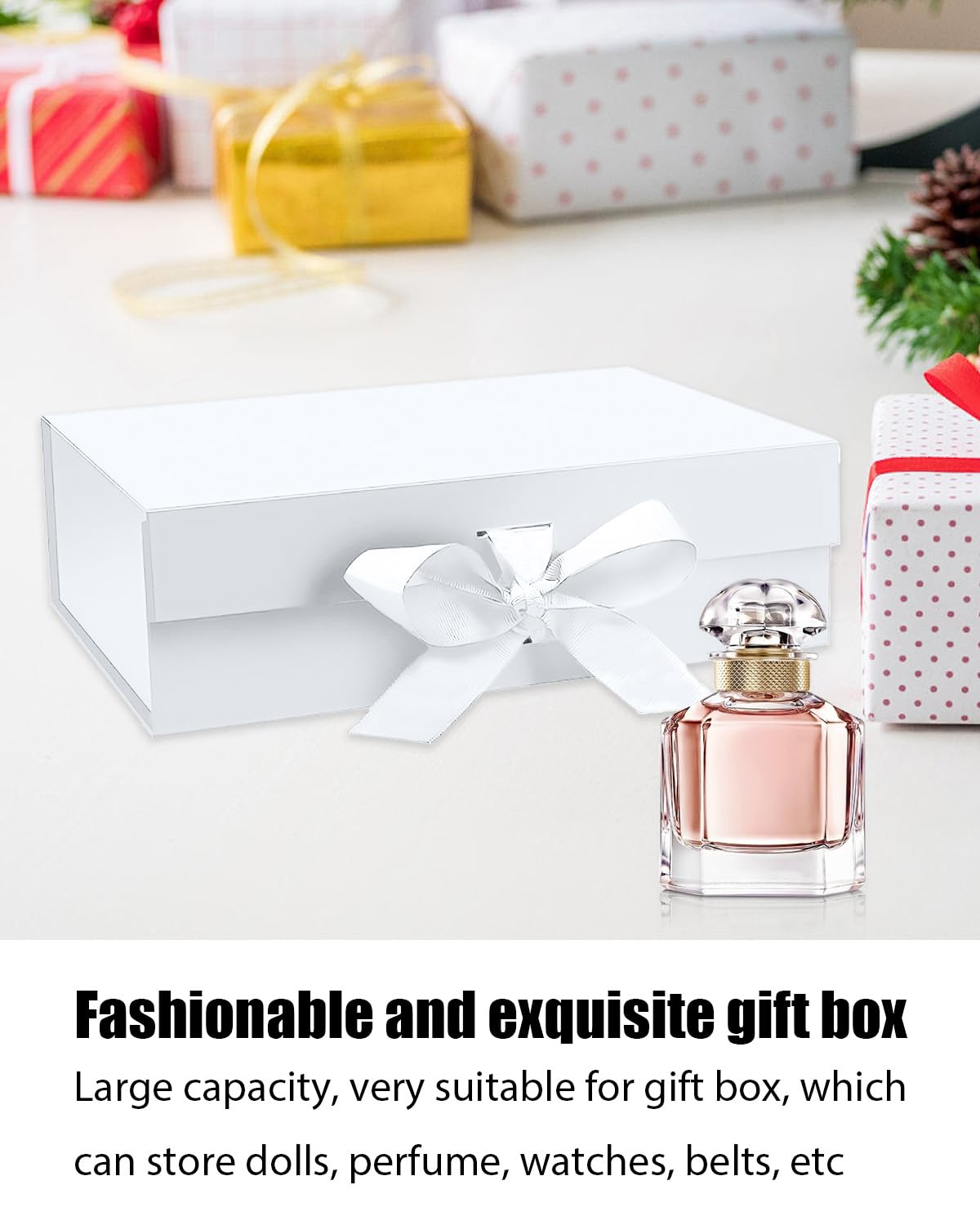 Gift Boxes With Lids, 6 Pack Magnetic Gift Box Gift Box With Ribbon, Bridesmaid Proposal Box For Birthday Christmas Bridesmaid Wedding, 10.5"X7.5"X3.1" (White)