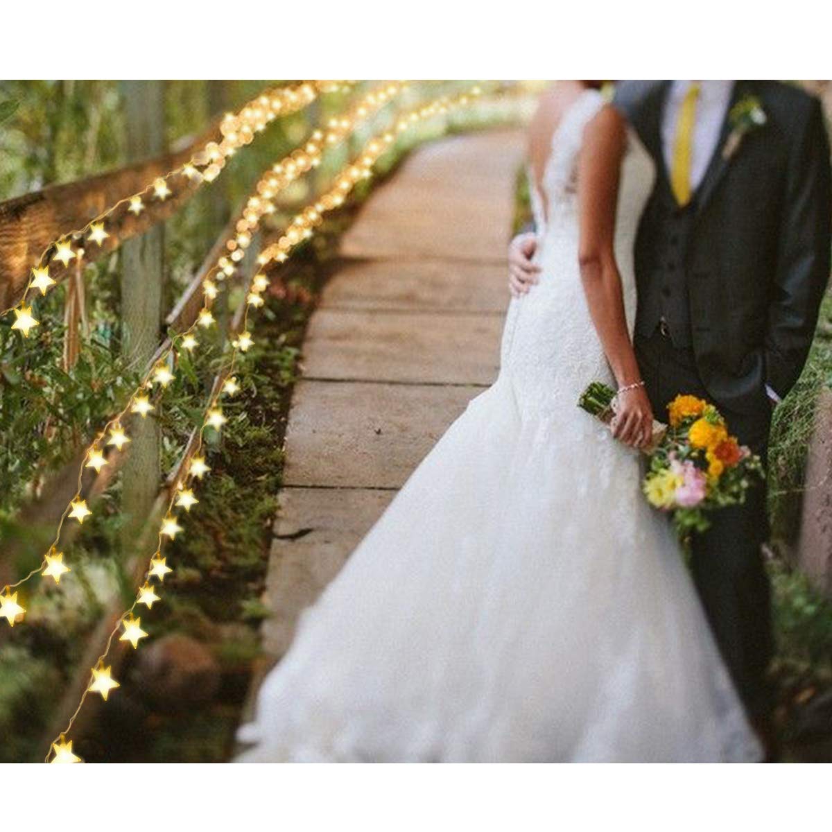 Homeleo Warm White 50 Led Star Fairy Lights with Remote Control, Battery Powered Five-Pointed Star String Lights