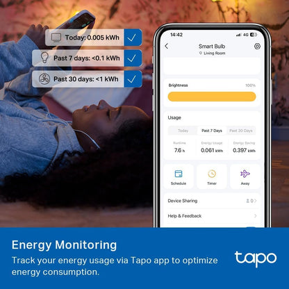 Tapo TP-Link Smart Light Bulbs - Natural Daylight, Dimmable, Compatible w/Alexa and Google Home, A60 Bulb/E27 Base, 60W Equivalent, 800LM CRI>90, 2.4GHz WiFi Only, No Hub Required, L520E(4-Pack)