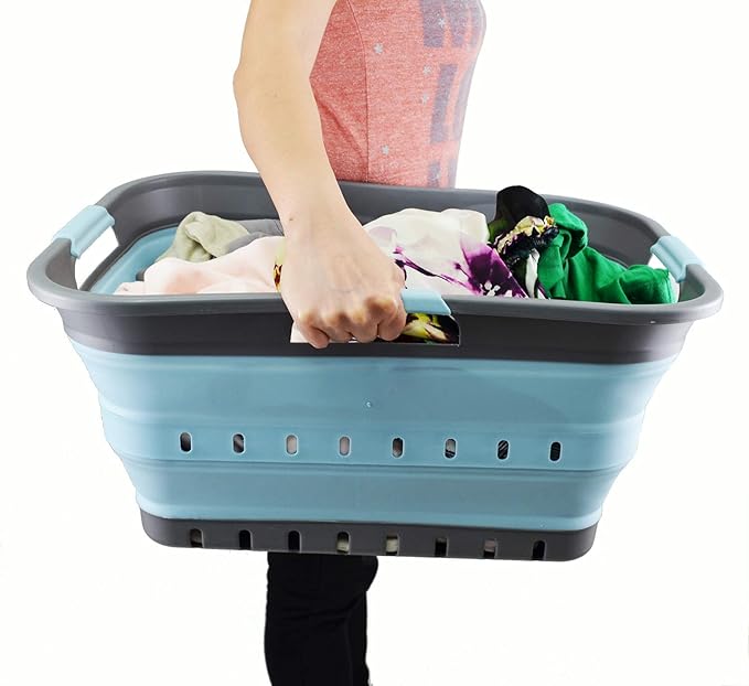 SAMMART 42L Collapsible Plastic Laundry Basket