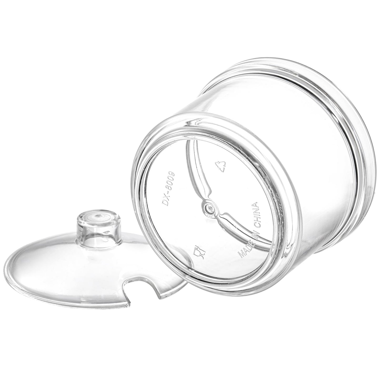 ZEAYEA Set of 6 Clear Acrylic Sugar Bowl, 14 oz Seasoning Box Condiment Pots with Spoon and Lid, Sugar Spice Salt Canister for Home Kitchen, Coffee Bar, Restaurant