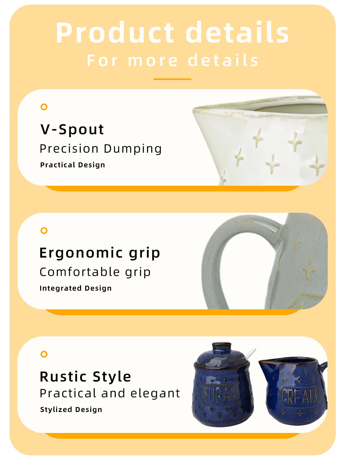 GDCZ Ceramic Sugar and Creamer Set, Coffee Serving Set, Sugar Bowl with Spoon and Cream Pitcher, Milk Creamer and Sugar Container (Blue)